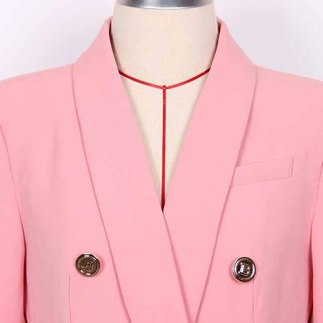 Women Pink Double-Breasted Tailored Blazer