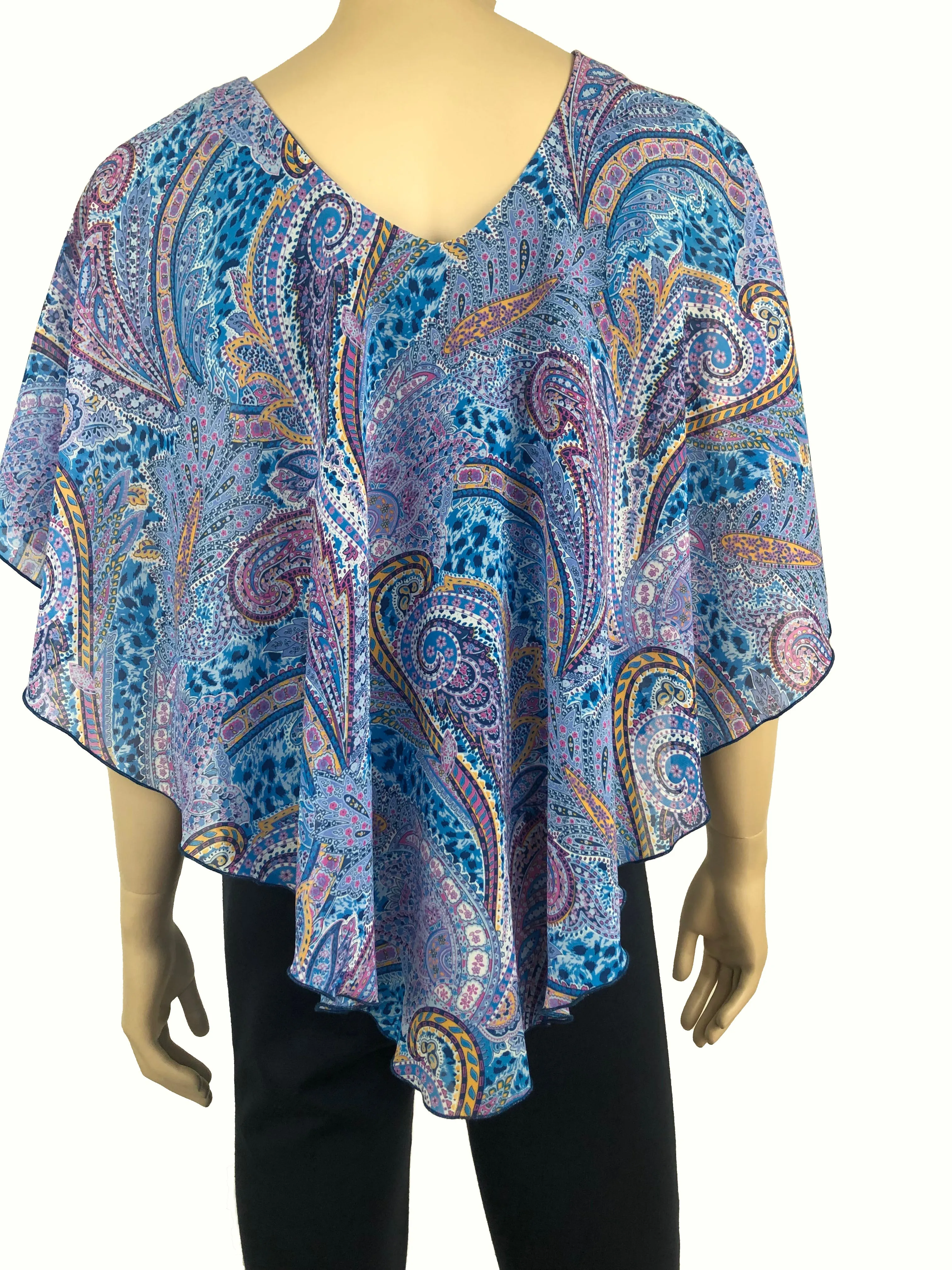 Women's Blouse on Sale Canada Blue Chiffon Quality Fabric Camisole Built in Flattering Comfort Fit Made in Canada Yvonne Marie Boutiques