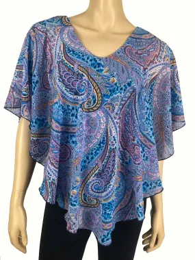 Women's Blouse on Sale Canada Blue Chiffon Quality Fabric Camisole Built in Flattering Comfort Fit Made in Canada Yvonne Marie Boutiques