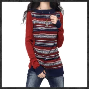 Women's Crewneck Long Knitted Sweaters