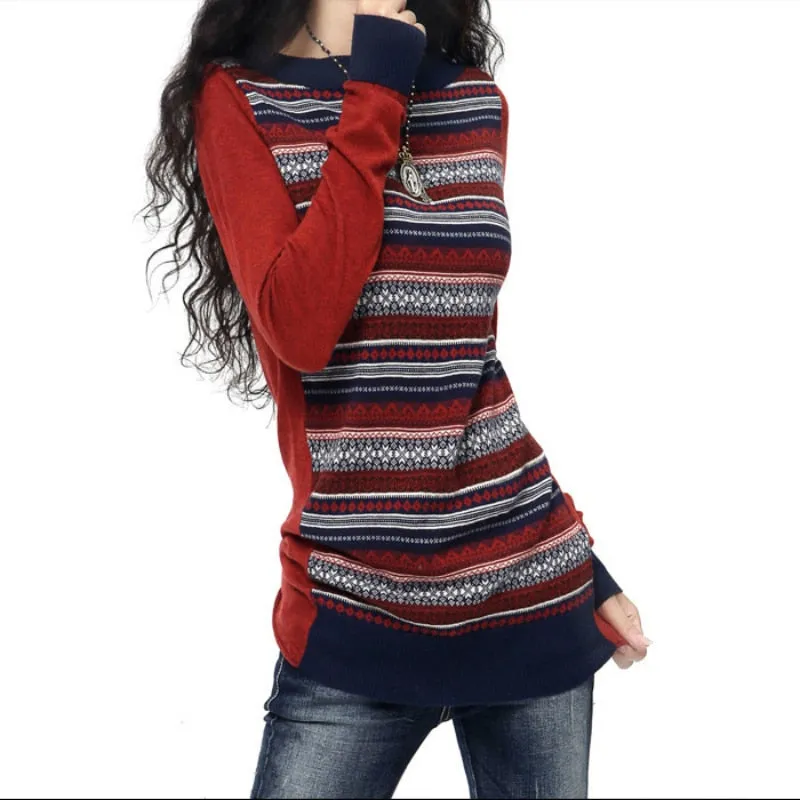 Women's Crewneck Long Knitted Sweaters