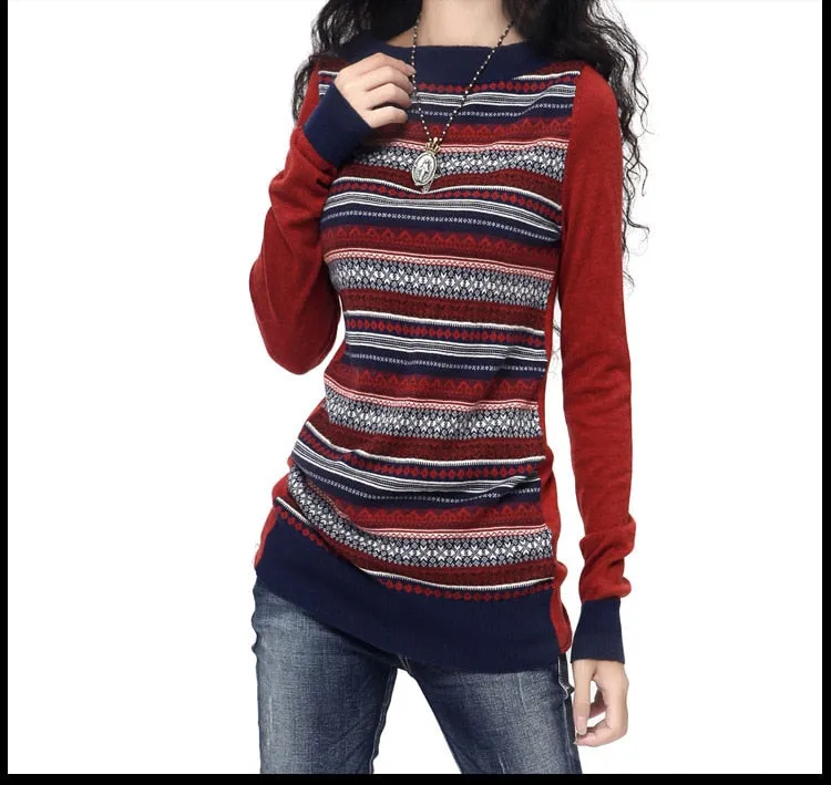 Women's Crewneck Long Knitted Sweaters