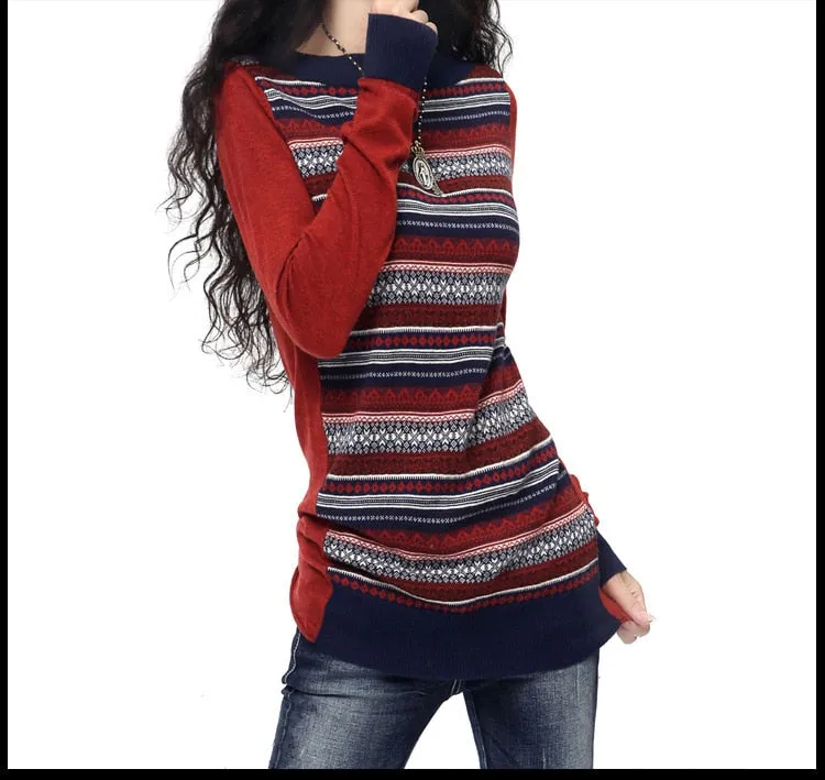 Women's Crewneck Long Knitted Sweaters