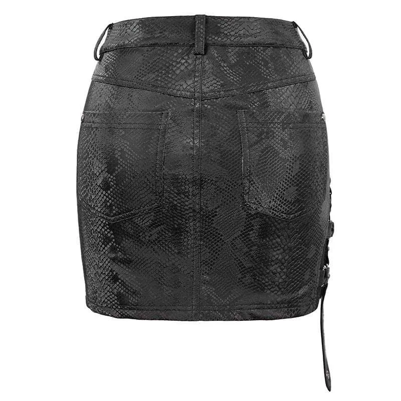 Women's Gothic Black Snakeskin Short Skirts