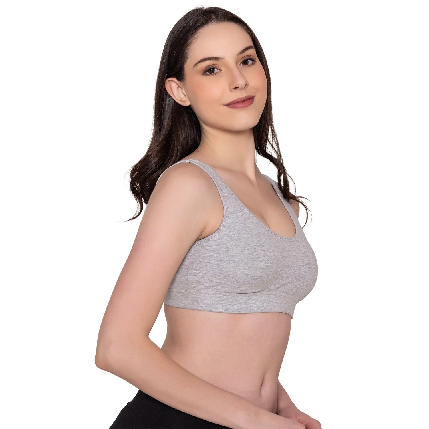 Women's Wirefree Non Padded Full Coverage Sports Bra - Grey Mélange