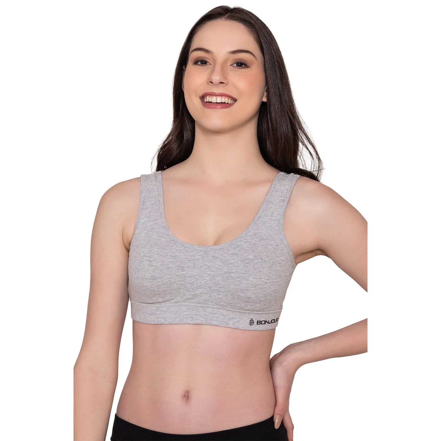 Women's Wirefree Non Padded Full Coverage Sports Bra - Grey Mélange