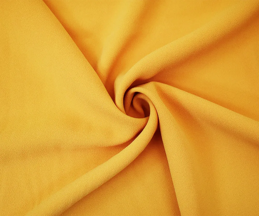 Yellow Famous Designer Poly Double Crepe Woven Fabric