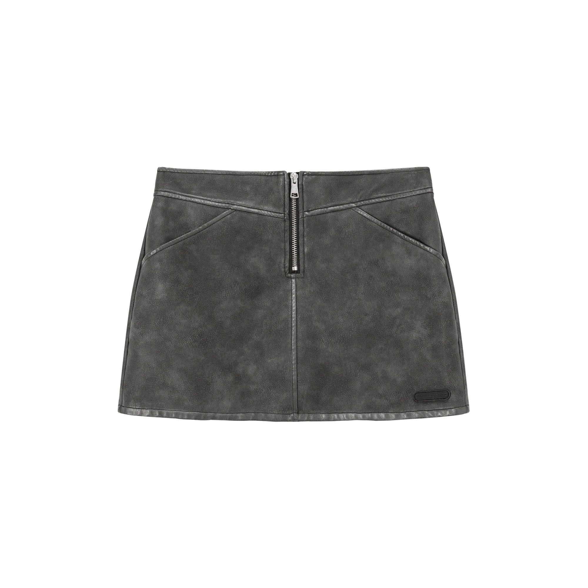 Zipper Leather Mini Skirt